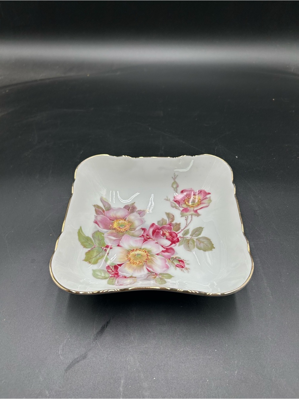 Schumann Arzberg Bavaria wild rose Floral Porcelain Dish - Pink Rose Accent